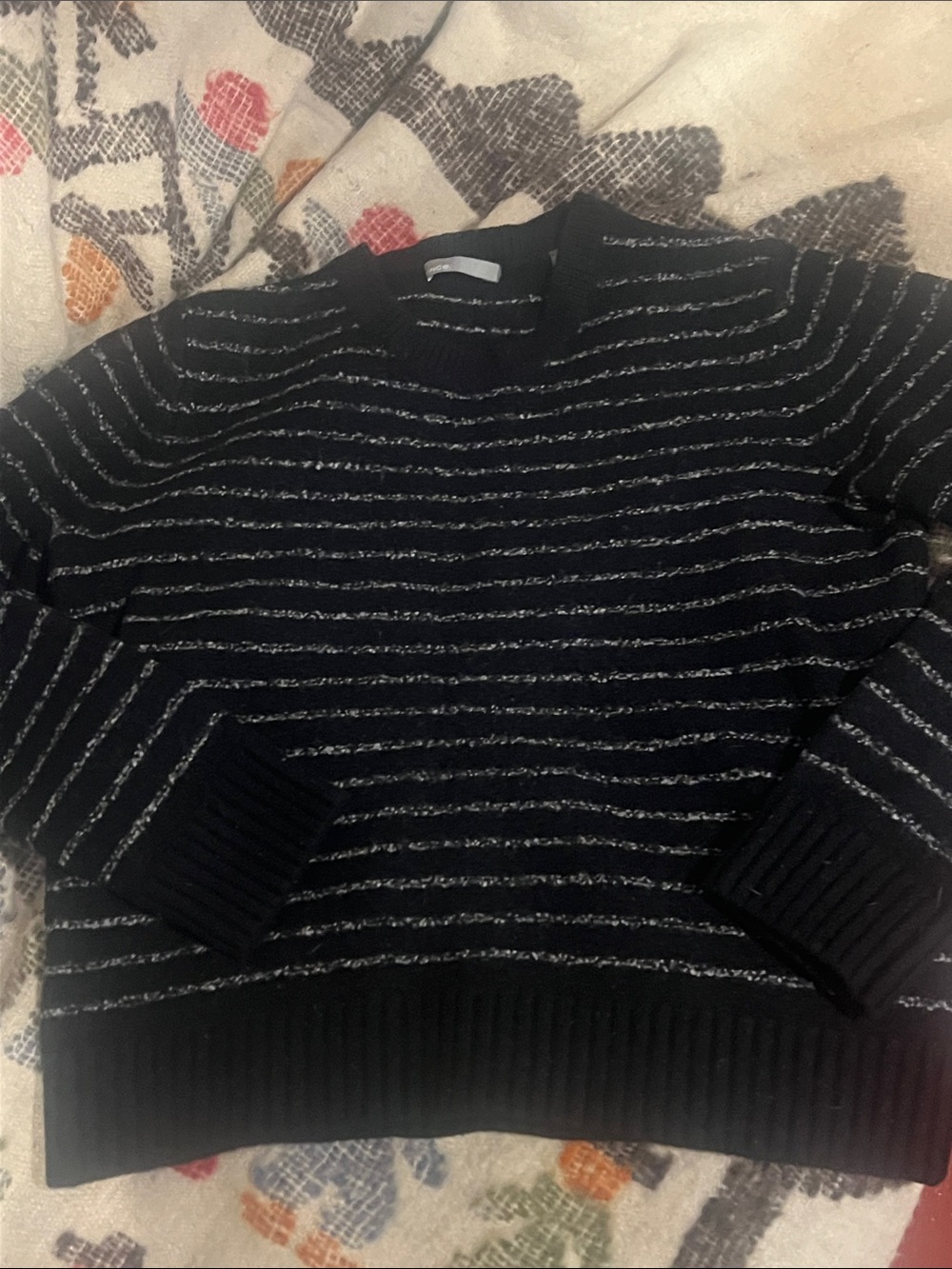 Vince merino wool Striped Crewneck Sweater - Black and Gray